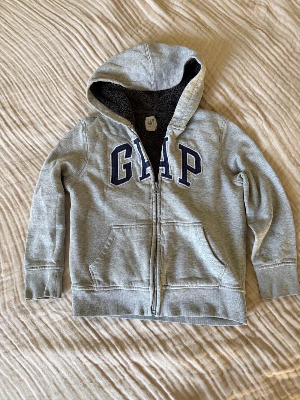GAP Kids' Light Gray Hooded Zip Sweatshirt 6-7Y